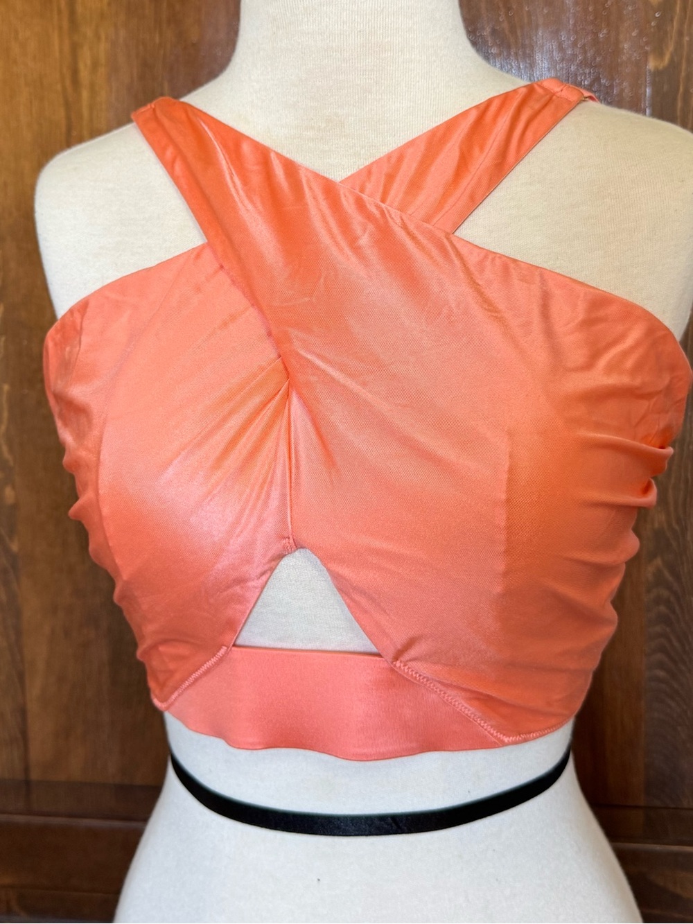 Cacique Coral Peach Crossover Cutout Lounge Bra Bralette  (38DDD)